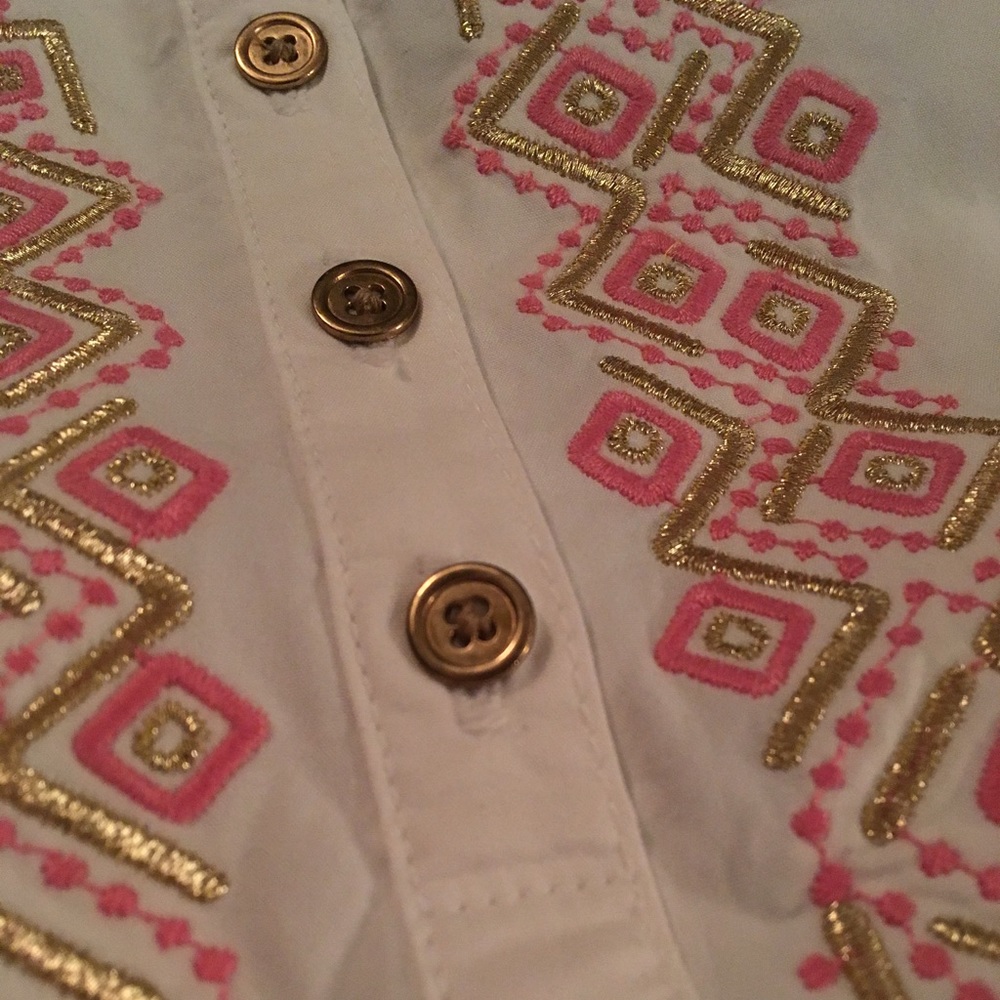 Lilly Pulitzer tunic top cap sleeves embroidered - Picture 4 of 6